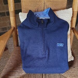 L.L. Bean Dark Blue Quarter-Zip Pulloverr, size L tall